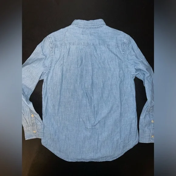 Ralph Lauren Boys Denim Blue Long Sleeve Collared Button Down Shirt 10 12 LN - Picture 2 of 7